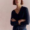 Emilia Cotton V Neck Sweater Navy Emilia Cotton V Neck Sweater Navy