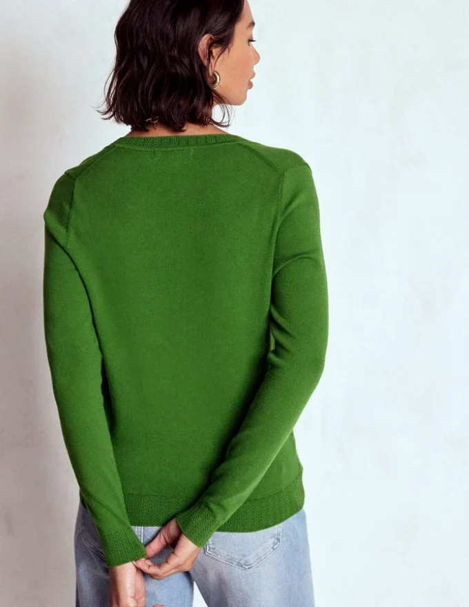 Emilia Cotton V Neck Sweater Promenade Green Emilia Cotton V Neck Sweater Promenade Green