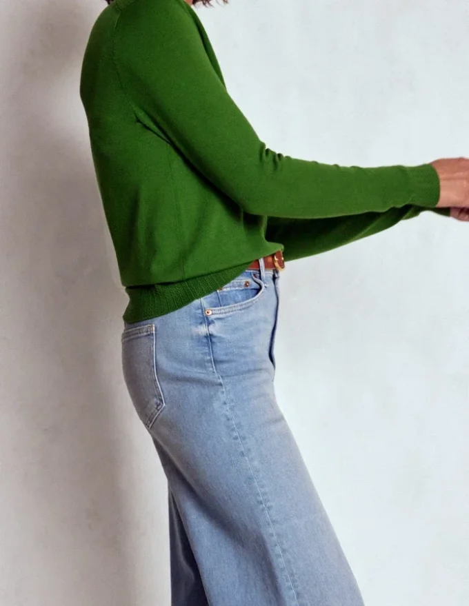 Emilia Cotton V Neck Sweater Promenade Green Emilia Cotton V Neck Sweater Promenade Green