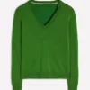 Emilia Cotton V Neck Sweater Promenade Green Emilia Cotton V Neck Sweater Promenade Green