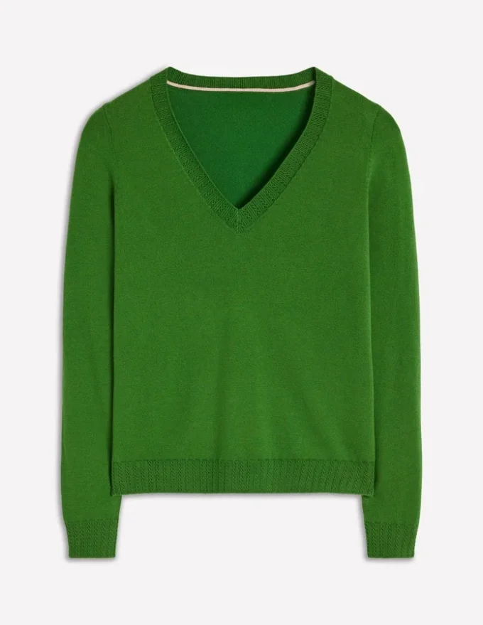 Emilia Cotton V Neck Sweater Promenade Green Emilia Cotton V Neck Sweater Promenade Green