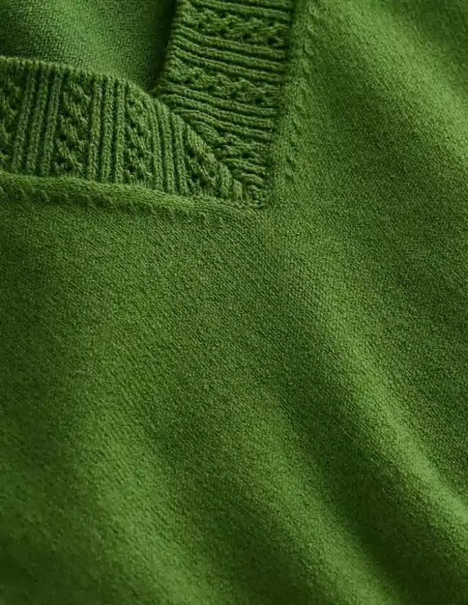 Emilia Cotton V Neck Sweater Promenade Green Emilia Cotton V Neck Sweater Promenade Green