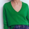Emilia Cotton V Neck Sweater Rich Emerald Emilia Cotton V Neck Sweater Rich Emerald