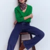 Emilia Cotton V Neck Sweater Rich Emerald Emilia Cotton V Neck Sweater Rich Emerald