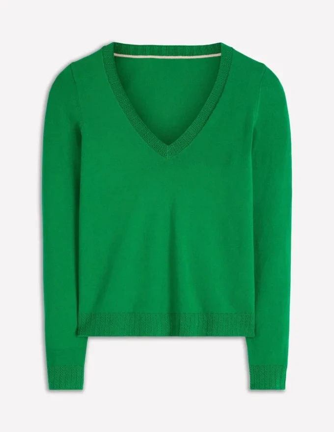 Emilia Cotton V Neck Sweater Rich Emerald Emilia Cotton V Neck Sweater Rich Emerald