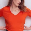 Emilia Cotton V Neck Sweater Sunset Orange Emilia Cotton V Neck Sweater Sunset Orange