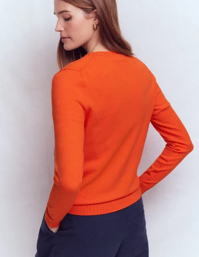 Emilia Cotton V Neck Sweater Sunset Orange Emilia Cotton V Neck Sweater Sunset Orange