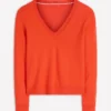Emilia Cotton V Neck Sweater Sunset Orange Emilia Cotton V Neck Sweater Sunset Orange