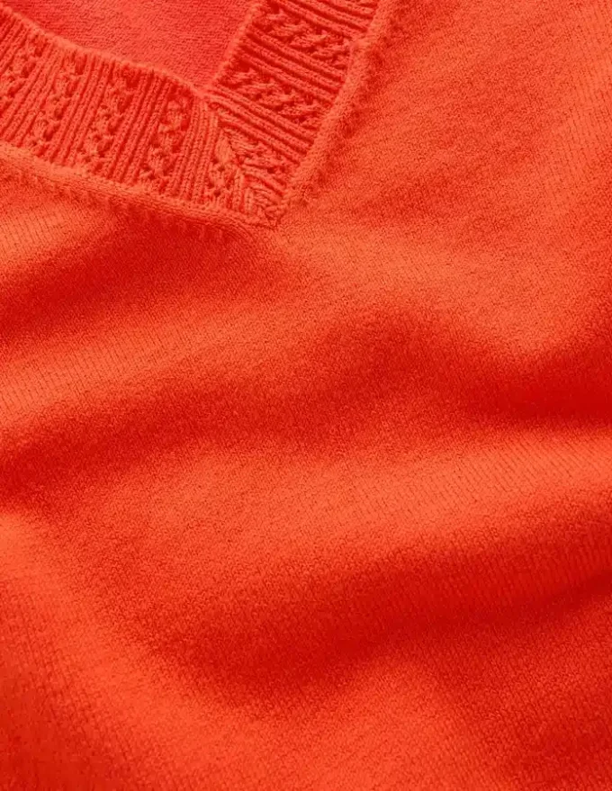 Emilia Cotton V Neck Sweater Sunset Orange Emilia Cotton V Neck Sweater Sunset Orange