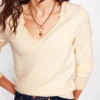 Emilia Cotton V Neck Sweater Warm Ivory Emilia Cotton V Neck Sweater Warm Ivory