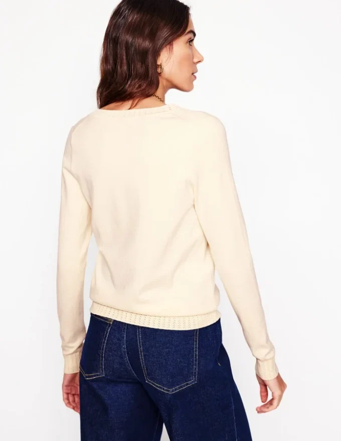 Emilia Cotton V Neck Sweater Warm Ivory Emilia Cotton V Neck Sweater Warm Ivory