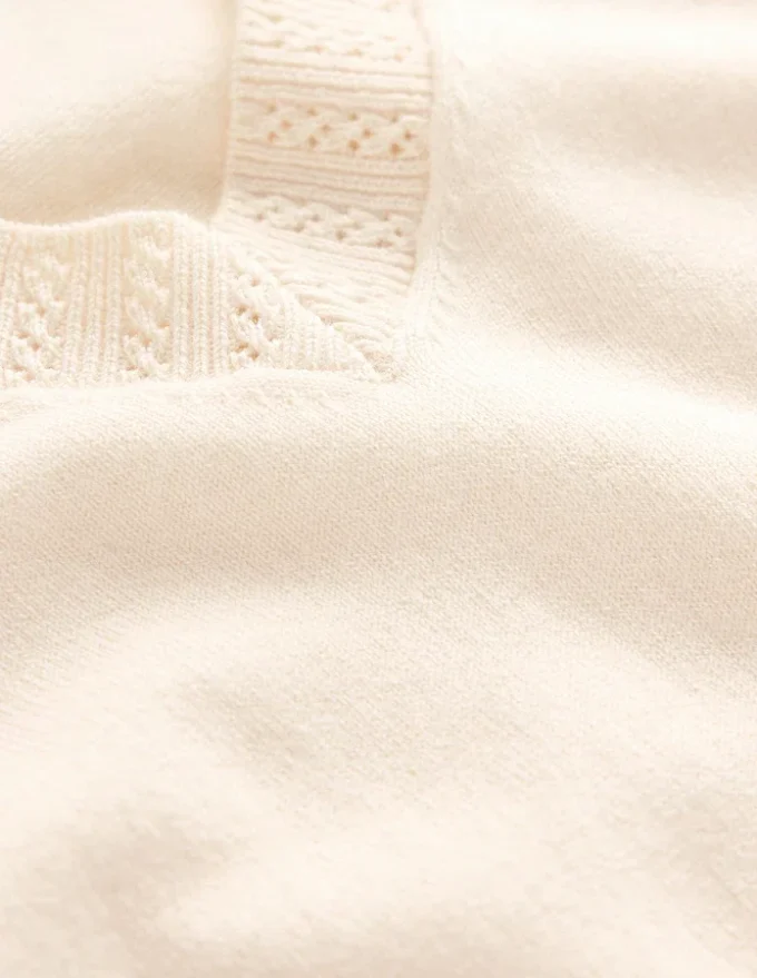 Emilia Cotton V Neck Sweater Warm Ivory Emilia Cotton V Neck Sweater Warm Ivory
