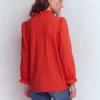 Emily Pom Trim Ruffle Shirt Blood Orange Emily Pom Trim Ruffle Shirt Blood Orange