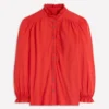 Emily Pom Trim Ruffle Shirt Blood Orange Emily Pom Trim Ruffle Shirt Blood Orange