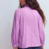 Emily Pom Trim Ruffle Shirt Chalky Violet Emily Pom Trim Ruffle Shirt Chalky Violet