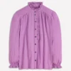Emily Pom Trim Ruffle Shirt Chalky Violet Emily Pom Trim Ruffle Shirt Chalky Violet