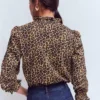 Emily Pom Trim Ruffle Shirt Cheetah Spot Emily Pom Trim Ruffle Shirt Cheetah Spot
