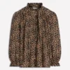 Emily Pom Trim Ruffle Shirt Cheetah Spot Emily Pom Trim Ruffle Shirt Cheetah Spot
