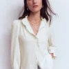 Emily Pom Trim Ruffle Shirt Ivory Emily Pom Trim Ruffle Shirt Ivory