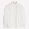 Emily Pom Trim Ruffle Shirt Ivory Emily Pom Trim Ruffle Shirt Ivory