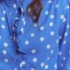 Emily Pom Trim Ruffle Shirt Regatta, Painted Dot Spaced Emily Pom Trim Ruffle Shirt Regatta, Painted Dot Spaced