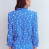 Emily Pom Trim Ruffle Shirt Regatta, Painted Dot Spaced Emily Pom Trim Ruffle Shirt Regatta, Painted Dot Spaced