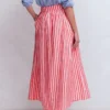 Emma Linen Maxi Skirt Bright Cherry and Ivory Stripe Emma Linen Maxi Skirt Bright Cherry and Ivory Stripe