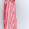 Emma Linen Maxi Skirt Bright Cherry and Ivory Stripe Emma Linen Maxi Skirt Bright Cherry and Ivory Stripe