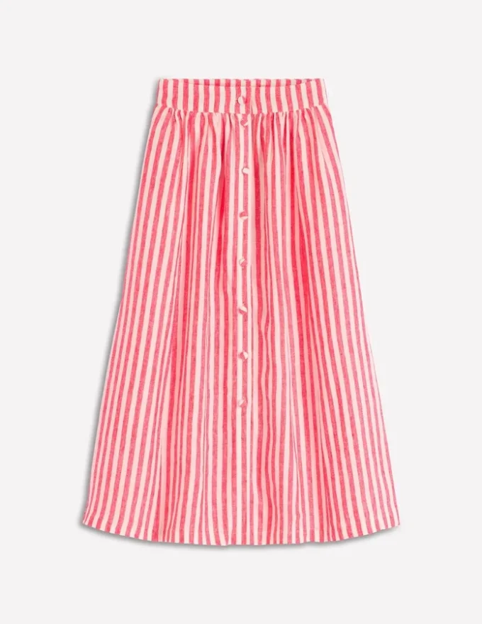 Emma Linen Maxi Skirt Bright Cherry and Ivory Stripe Emma Linen Maxi Skirt Bright Cherry and Ivory Stripe