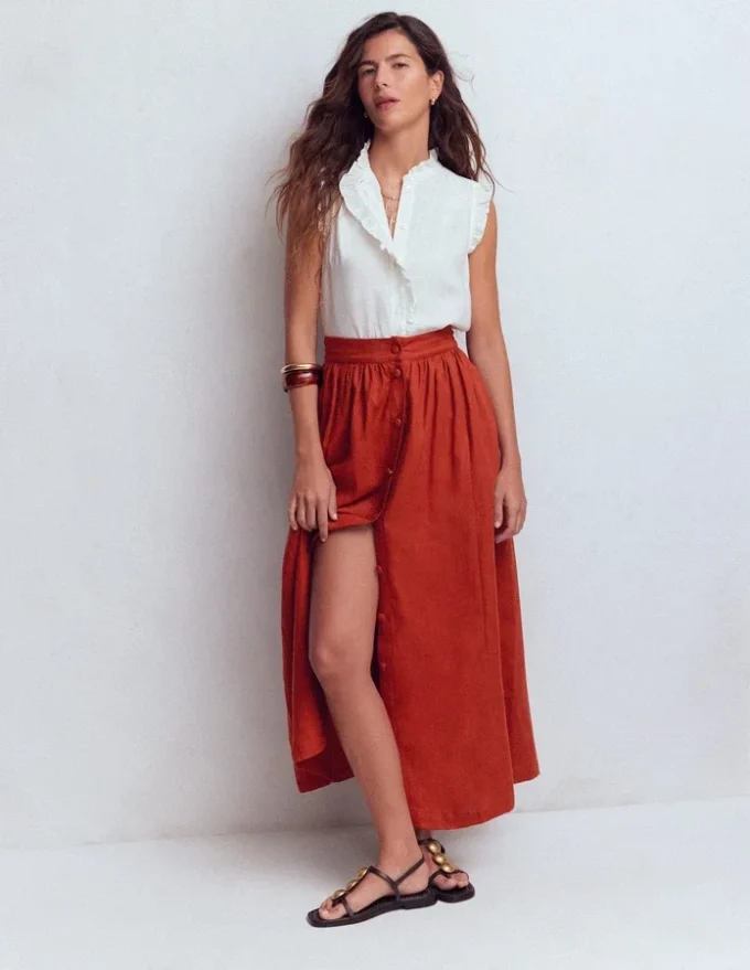 Emma Linen Maxi Skirt Burnt Orange Emma Linen Maxi Skirt Burnt Orange