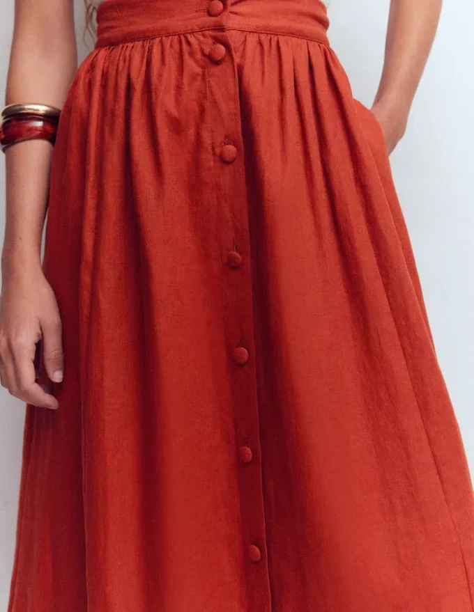 Emma Linen Maxi Skirt Burnt Orange Emma Linen Maxi Skirt Burnt Orange