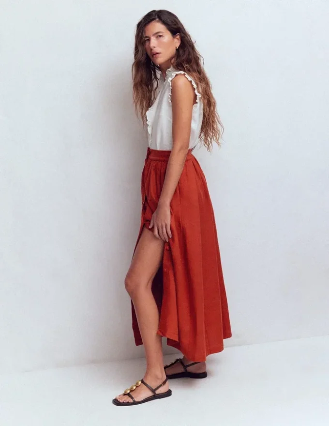 Emma Linen Maxi Skirt Burnt Orange Emma Linen Maxi Skirt Burnt Orange