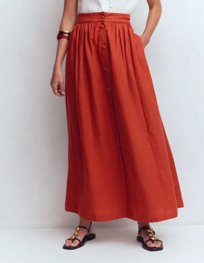 Emma Linen Maxi Skirt Burnt Orange Emma Linen Maxi Skirt Burnt Orange