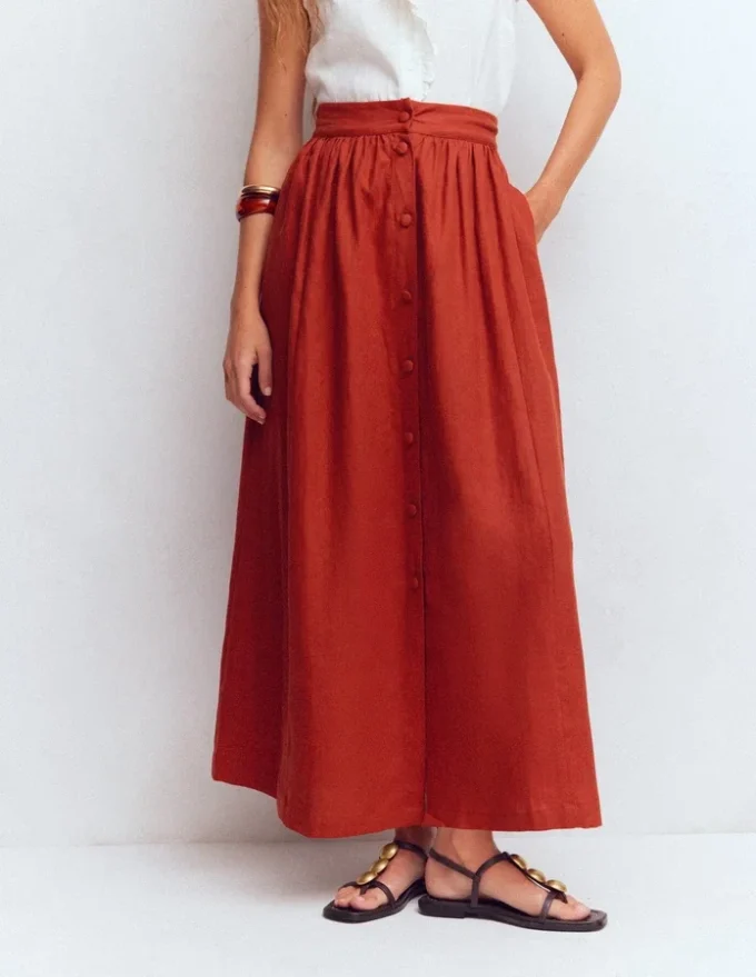 Emma Linen Maxi Skirt Burnt Orange Emma Linen Maxi Skirt Burnt Orange