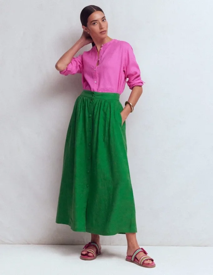 Emma Linen Maxi Skirt Highland Green Emma Linen Maxi Skirt Highland Green