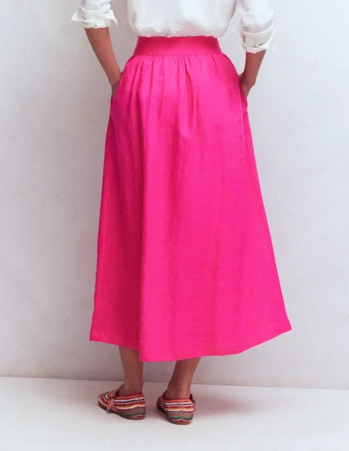 Emma Linen Maxi Skirt Pink Peony Emma Linen Maxi Skirt Pink Peony