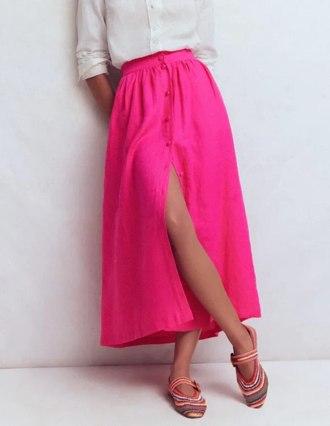 Emma Linen Maxi Skirt Pink Peony Emma Linen Maxi Skirt Pink Peony