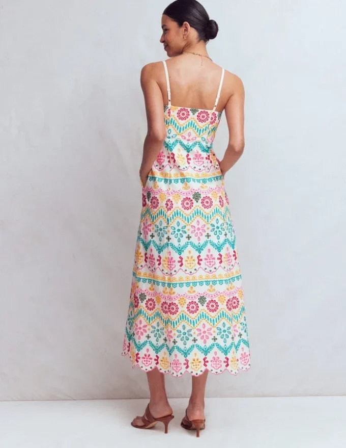 Empire Linen Broderie Dress Multi Broderie Empire Linen Broderie Dress Multi Broderie