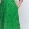 Empire Linen Broderie Dress Rich Emerald Broderie Empire Linen Broderie Dress Rich Emerald Broderie