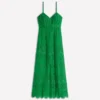 Empire Linen Broderie Dress Rich Emerald Broderie Empire Linen Broderie Dress Rich Emerald Broderie