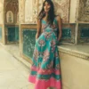 Empire Poplin Occasion Dress Aurora Blue, Ornamental Charm Empire Poplin Occasion Dress Aurora Blue, Ornamental Charm