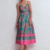 Empire Poplin Occasion Dress Aurora Blue, Ornamental Charm Empire Poplin Occasion Dress Aurora Blue, Ornamental Charm