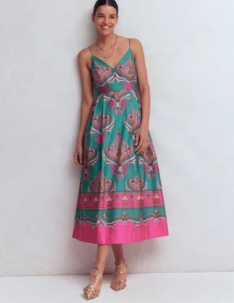 Empire Poplin Occasion Dress Aurora Blue, Ornamental Charm