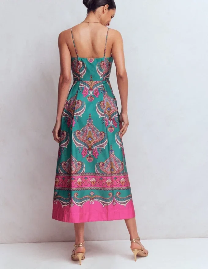 Empire Poplin Occasion Dress Aurora Blue, Ornamental Charm Empire Poplin Occasion Dress Aurora Blue, Ornamental Charm