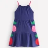 Enola Appliqué Jersey Dress Starboard Blue Giant Cherries Enola Appliqué Jersey Dress Starboard Blue Giant Cherries