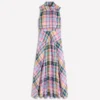 Erma Drop Waist Linen Dress Blue, Pink and Green Madras