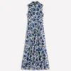 Erma Drop Waist Linen Dress Blue Shadow Blossom Erma Drop Waist Linen Dress Blue Shadow Blossom