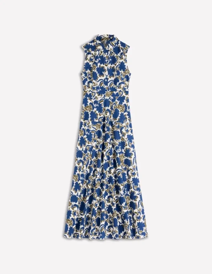 Erma Drop Waist Linen Dress Blue Shadow Blossom Erma Drop Waist Linen Dress Blue Shadow Blossom