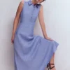 Erma Drop Waist Linen Dress Chambray Erma Drop Waist Linen Dress Chambray