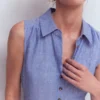 Erma Drop Waist Linen Dress Chambray Erma Drop Waist Linen Dress Chambray
